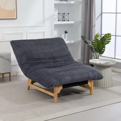 Produktbild von Beanbag-Sessel für Erwachsene,bequemer Loungesessel, armloser Einzelsessel aus Kordelstoff, mit Rückenlehne – bequem für Wohnzimmer & Schlafzimmer,grau