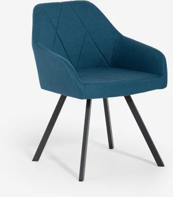 Produktbild von Stoffstuhl mit Armlehnen für Esszimmer und Küche Rakna - Blau