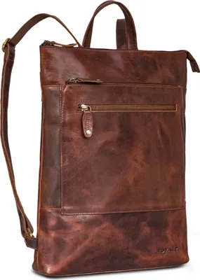Produktbild von ROYALZ "Orlando" flacher Laptop Rucksack Herren Leder 14 bis 15.6 Zoll - schmaler Business Rucksack aus wasserfesten Echtleder - Tagesrucksack für Arbeit Uni Freizeit