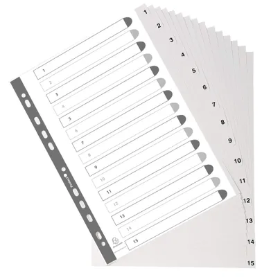 Produktbild von Exacompta 1715E Register 1-15 DIN A4 recycelter Kunststoff grau Blauer Engel