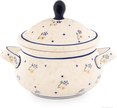 Produktbild von Original Bunzlauer Keramik 750 ml Schmalztopf mit Deckel Ø13 cm, H=15,3 cm, Design 111