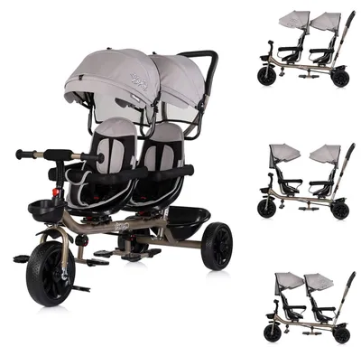 Obrázok produktu pre Chipolino dvojité trojkolka Hip Hop, dve deti, do 40 kg, sedadlá otočné o 360°, svetlohnedá