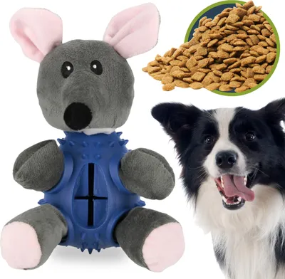 Produktbild von Plüsch MAUS für Hunde, Quietschendes Beißspielzeug, 2in1-Spielzeug zum Beißen und Werfen