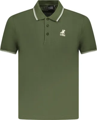 Produktbild von Herren Kurzarm-Poloshirt in Grün mit Stickerei und Kontrastdetails