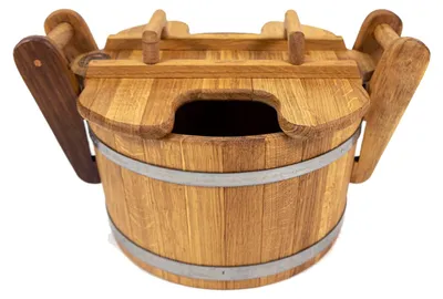 Produktbild von Pirts Saunawanne aus Eichenholz mit Holzgriffen und Deckel, 35 l