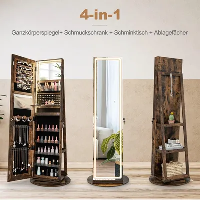 Image de Armoire à bijoux avec miroir et éclairage LED réglable