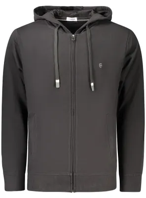 Produktbild von Herren-Sweatshirt Schwarz mit Reißverschluss und Stickerei