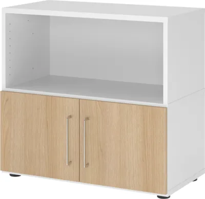 Produktbild von bümö flexi Aktenschrank klein mit Flügeltüren - Nachbildung: Weiß/Eiche