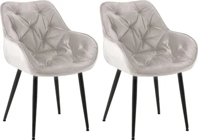Immagine prodotto di set di 2 sedie da pranzo in velluto - Set di sedie - Design moderno e comfort | Colore: Grigio