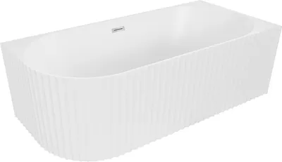Produktbild von Mexen Gia freistehende Eckbadewanne rechts geriffelt 150 x 75 cm, weiß matt, Überlauf chrom - 52701507501P-01
