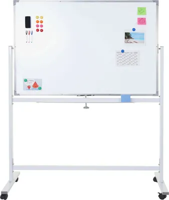 Zdjęcie produktu dla Tablica HWC-C85, tablica magnetyczna, tablica do notatek, tablica na kółkach, z akcesoriami ~ 120x90cm