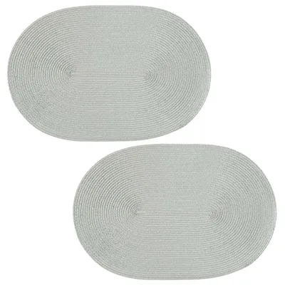 Produktbild von Platzset 2er Set Silbergrau oval ca. 45x30 cm Platzdeckchen Tischset geflochtene Optik