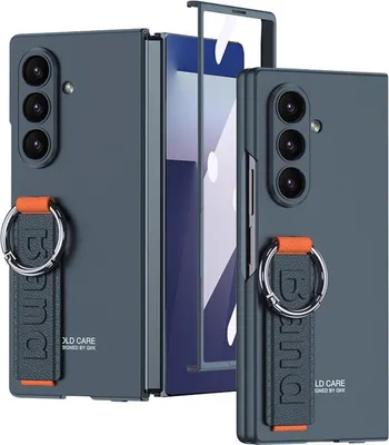 Produktbild von Für Samsung Galaxy Z Fold7 5G GKK Displayschutz Ring Halter mit Band Hülle Blau