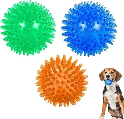 Image de Jouets pour chiens - Lance-balles à picots - pour chiens de petite et moyenne taille - lot de 3 - en plastique - pour caniches - jouets pour chiens