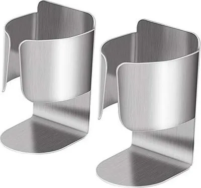 Produktbild von 2-Kompartiment-Zahnbürstenhalter, selbstklebender, wand montierter Edelstahl-Badezimmer Badezimmer Badezimmer Badezimmer, Küche, kein Bohren.