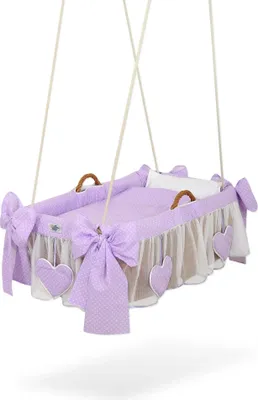 Produktbild von Hängende Baby-Korb aus Naturfaser Fiolette mit 100% Baumwollbezug und Zubehör