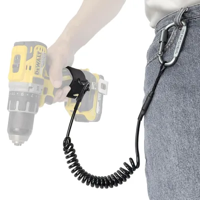 Image de Sangle porte-outils amovible avec mousqueton et fermeture velcro, longueur 160 cm, capacité de charge de 5 kg