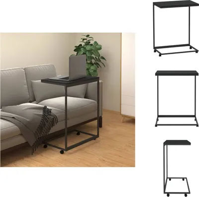 Image de vidaXL Table d'appoint avec roulettes Noir 55x35x70 cm Bois composite - Tables basses