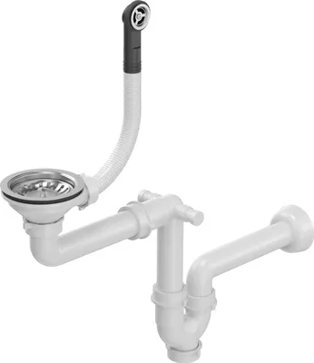 Produktbild von QUADRON Abfluss der Spüle Manuell mit 1-Kammer-Siphon, Siphon für Granit Küchenspüle mit Ablaufschlauch, Farbe: Stahl, aus SteelQ, Nachdenkliche Konstruktion, modernes Design