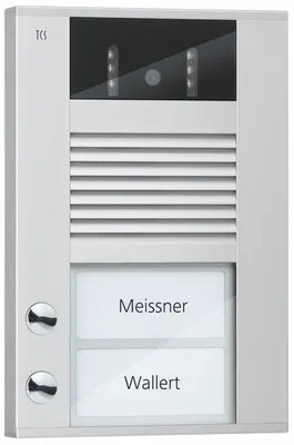Produktbild von Video-Außenstation mit 130-Grad-Kamera Serie AVD mit 2 Klingeltasten (rechtsbündig), AP silber TCS AVD14023-0010
