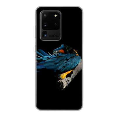 Produktbild von MuchoWow® Handyhülle Schutzhülle Hülle für Samsung Galaxy S20 Ultra Vogel - Federn - Zweig - Schwarz Silikon Softcase Handy Hülle - Karteninhaber