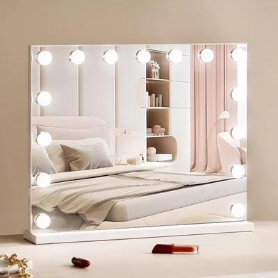 Productafbeelding van Make-upspiegel - Verlichte Spiegel - Perfecte Make-up - Driemaal Kleurlicht - 58 x 46 cm - Wit