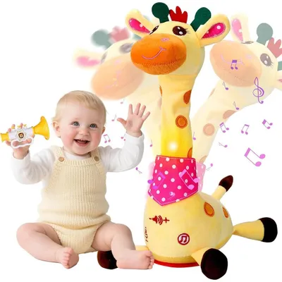 Produktbild von Tanzende Giraffe Spielzeug, Singender Sprechende Musik Kuscheltier Giraffe, Lautstärke einstellbar, Interaktive Plüschtier Ostern Geschenke (Gelbe)