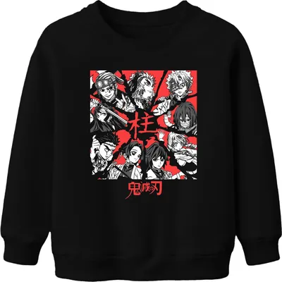 Produktbild von Demon Slayer Kimetsu no Yaiba Hashira Anime Geschenk Vintage Uni Kinder Sweatshirt Pullover, Schwarz, 152