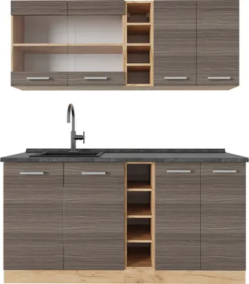 Produktbild von Singleküche Vicco R-Line Edelgrau/Goldkraft Eiche 160 cm , AP Anthrazit, Model 53585