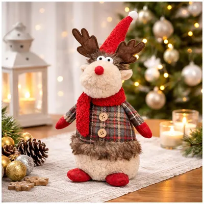 Produktbild von Dekorationsrentier Weihnachten 40 cm Stofffigur Weihnachtsdeko