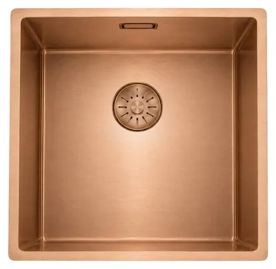 Zdjęcie produktu dla Zlewozmywak Pure.Sink Comfort PVD w kolorze różowej miedzi, 40 x 40 cm, promień 10 mm, do montażu podblatowego, wpuszczanego i natynkowego, PCM4040-62