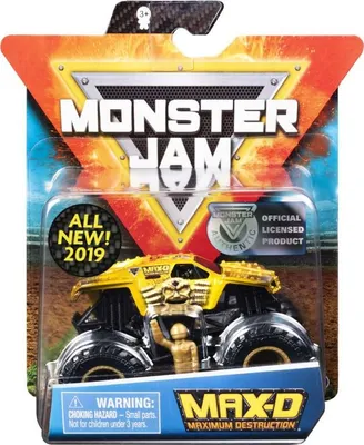 Produktbild von Monster Jam Original Truck mit Stunt-Hindernis im Maßstab 1:64 (Sortierung mit verschiedenen Designs, Zufallsauswahl), Auto, 3 Jahr(e), Kunststoff, Mehrfarbig