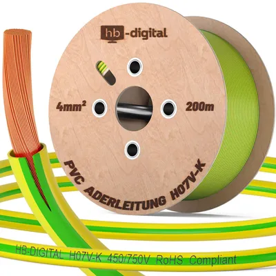 Produktbild von hb-digital 200m PVC Aderleitung H07V-K Erdungskabel 4mm2 Erdungsleitung flexibel