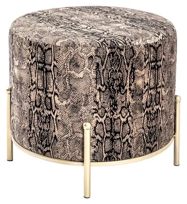 Kruk Gold Art Deco, Ø 48 cm, H 40 cm, MDF/Metall/Stoff
