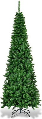 Image de Sapin de Noël artificiel étroit de 200 cm avec LED blanc chaud, vert