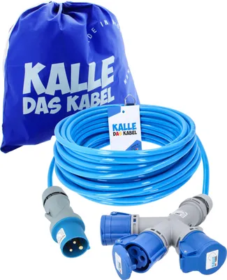 Produktbild von Kalle Verlängerungskabel CEE 230V 16A 2,5mm²  3-Fach Kupplung Extreme Blau IP44 30 Meter