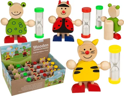 Produktbild von OOTB Holz-Zahnbürstenhalter mit Sanduhr Tiere