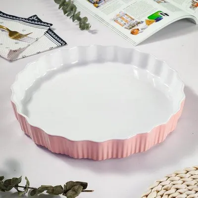 Immagine prodotto di Stampo in Vetroceramica per quiche, 28 cm, rosa, resistente al calore