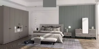 Immagine prodotto di Cameretta grigia letto di design cassettiera armadio 5 pezzi