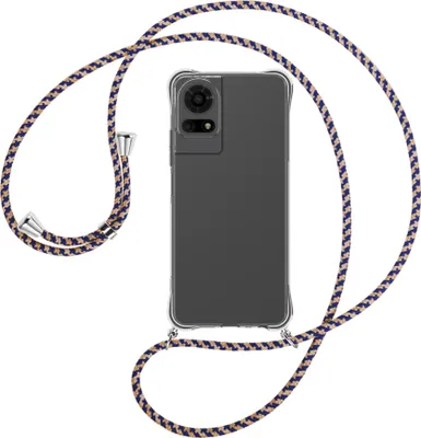 Produktbild von Handykette Backcover-Schutzhülle mit Band (Metall silberfarben) für TCL 50 EL 4G - blau+beige