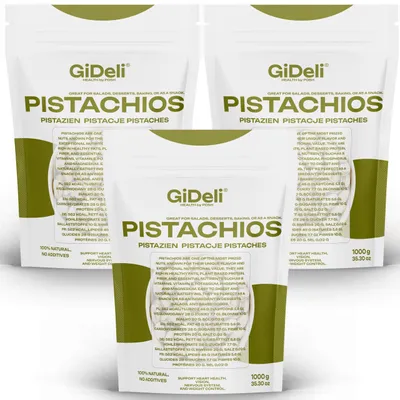 Immagine prodotto di Pistacchi 3 kg, tostati, salati, con guscio, vegani, adatti alla dieta chetogenica, ricchi di proteine, naturali, marca GiDeli