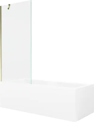 Immagine prodotto di Mexen Cubik vasca rettangolare 160 x 70 cm con pannelli e paravento a un'anta 80 cm, trasparente, dorato - 550316070X9508000050