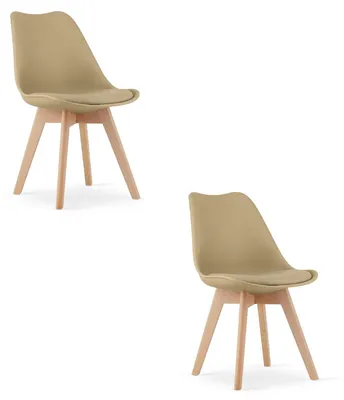 Image de Lot de 2 chaises Mark style scandinave beige foncé et hêtre