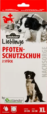 Produktbild von Dehner Lieblinge Hundebekleidung Pfotenschutzschuhe, Länge 26 cm, Pfotenumfang bis 20 cm, Neopren/Vinyl, schwarz