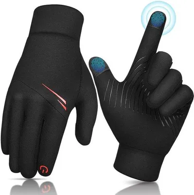 Immagine prodotto di Guanti invernali termici per bambini, impermeabili, antiscivolo, compatibili con touchscreen, per bambini dai 6 ai 12 anni, neri