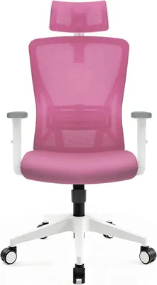 Produktbild von Hoolamiye Bürostuhl Ergonomisch 150 kg belastbar mit Kopfstütze & Lordosenstütze, Mesh Schreibtischstuhl, 90°,130° Wippfunktion, Rosa