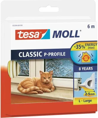 Image de tesa Moll CLASSIC P-Profil joint en caoutchouc, blanc, 9 mm x 6 m