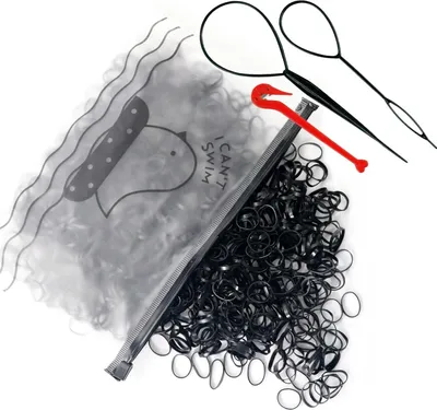 Produktbild von Sularpek 1000 Mini Haargummis Schwarz mit Cutter und Flechthilfe