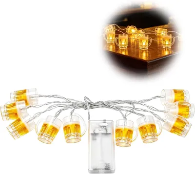 Productafbeelding van 1,5 m LED-bierglas-lichtketting - 10 leds - Bierpul - Werkt op batterijen - Mini-lichtketting voor biertuin - Decoratie