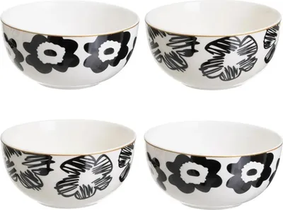 Produktbild von HowHomely | Schalen - 4er Set Schüsseln - weiß schwarz - 4 x 700 ml - Keramikschalen